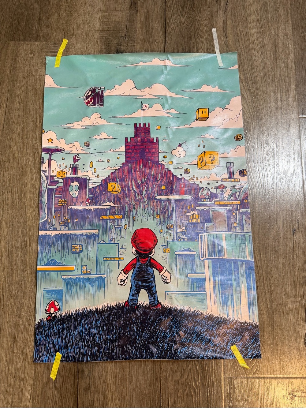 Retro Game-Inspired Wall Art Poster - Teal, Red, Blue